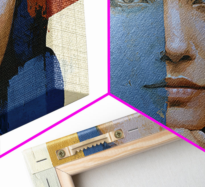 Woman in Blue with Dramatic Expressive Eyes Canvas Print, Expressionist Art, Modern Art, Living Room Decor, Expression, EXP-3x2-20