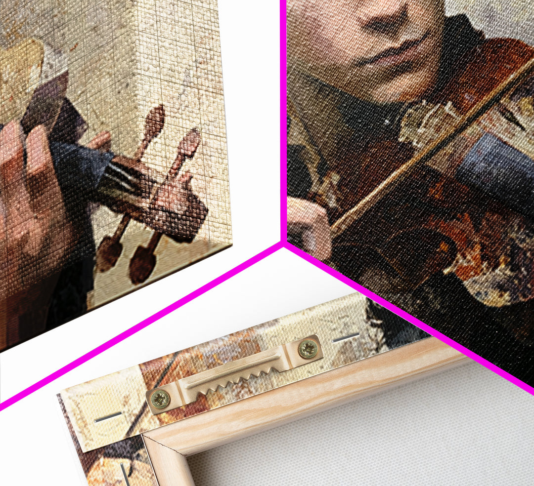 Violinist Painted in Electric Brush Marks Canvas Print, Expressionist Art, Colorful Wall Art, Living Room Decor, Expression, EXP-3x2-41