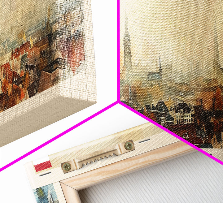 Breda Netherlands Panoramic Travel Poster, Framed Canvas Print or Metal Wall Art, Travel Art, Home Decor, Panoramic Painting, Midcentury Art