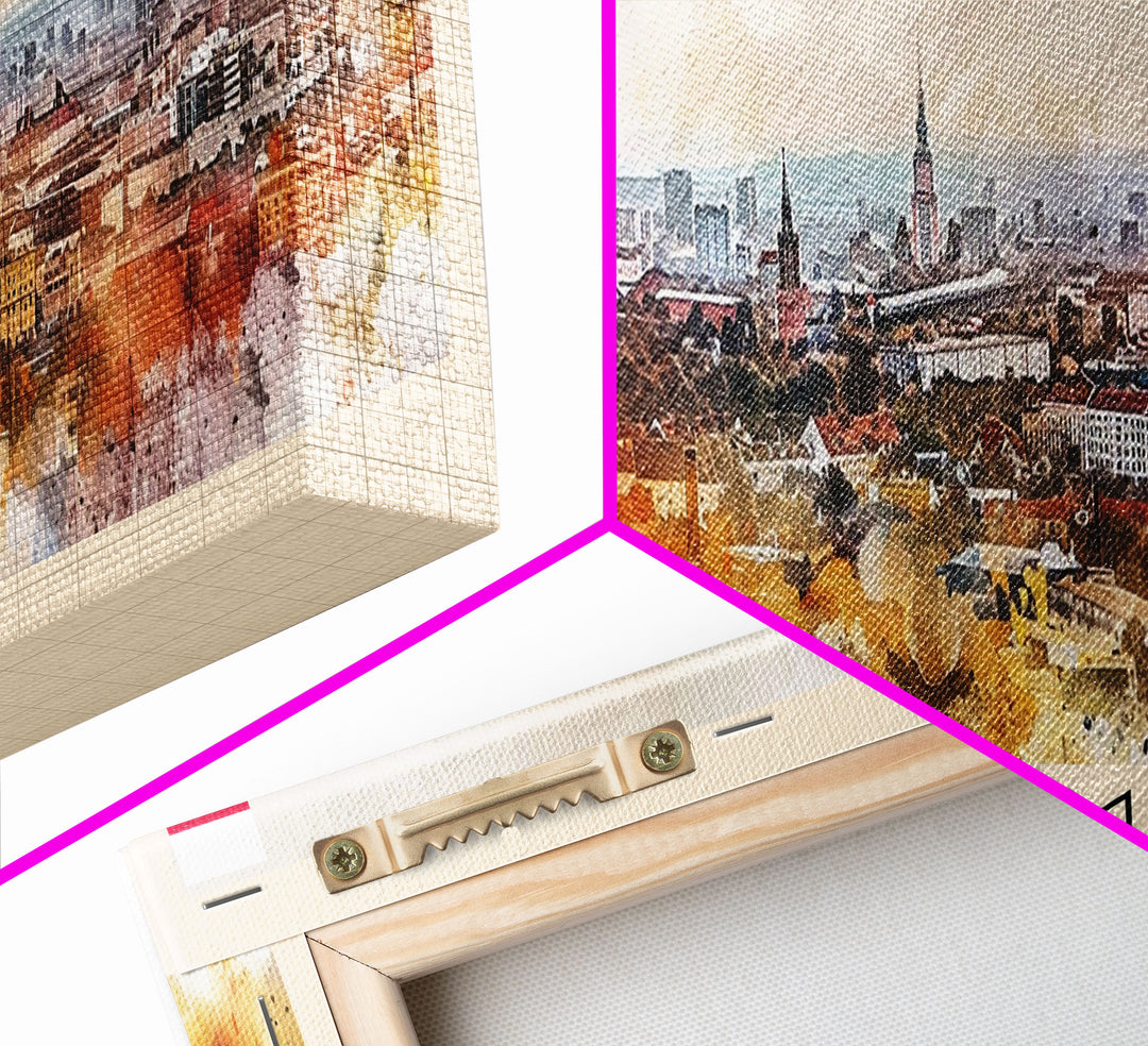 Bytom Poland Panoramic Travel Poster, Framed Canvas Print or Metal Wall Art, Travel Art, Home Decor, Panoramic Painting, Midcentury Art