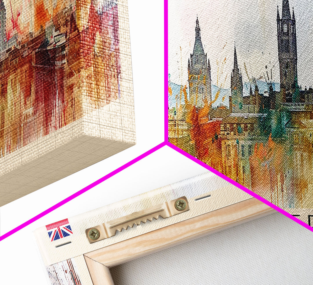 Cardiff United Kingdom Travel Art, City Art, Framed Canvas Print or Metal Wall Art, Europe Travel Poster, Panoramic Wall Art, Extra Wide Wall Art