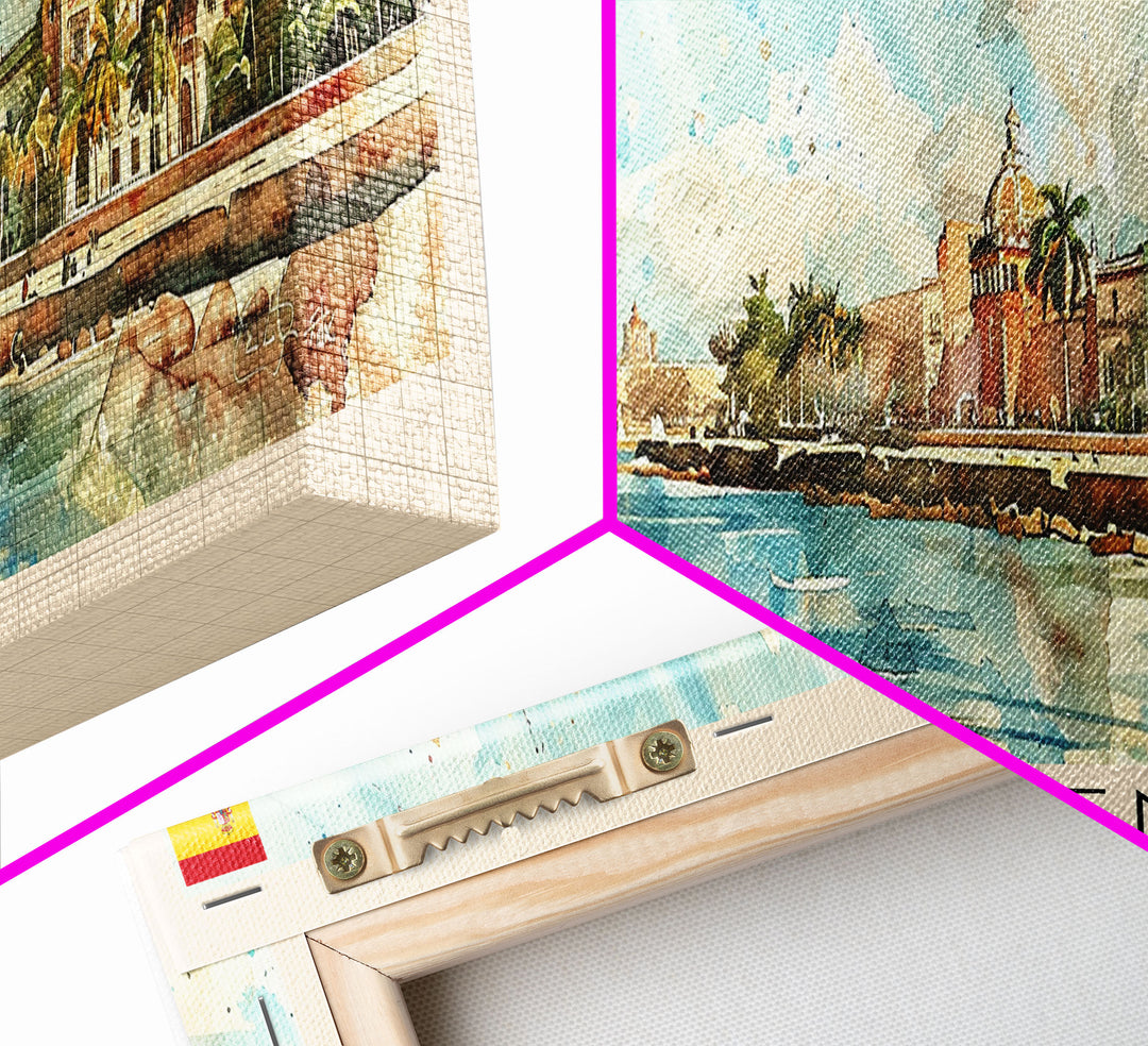 Cartagena Spain Panoramic Travel Poster, Framed Canvas Print or Metal Wall Art, Travel Art, Home Decor, Panoramic Painting, Midcentury Art