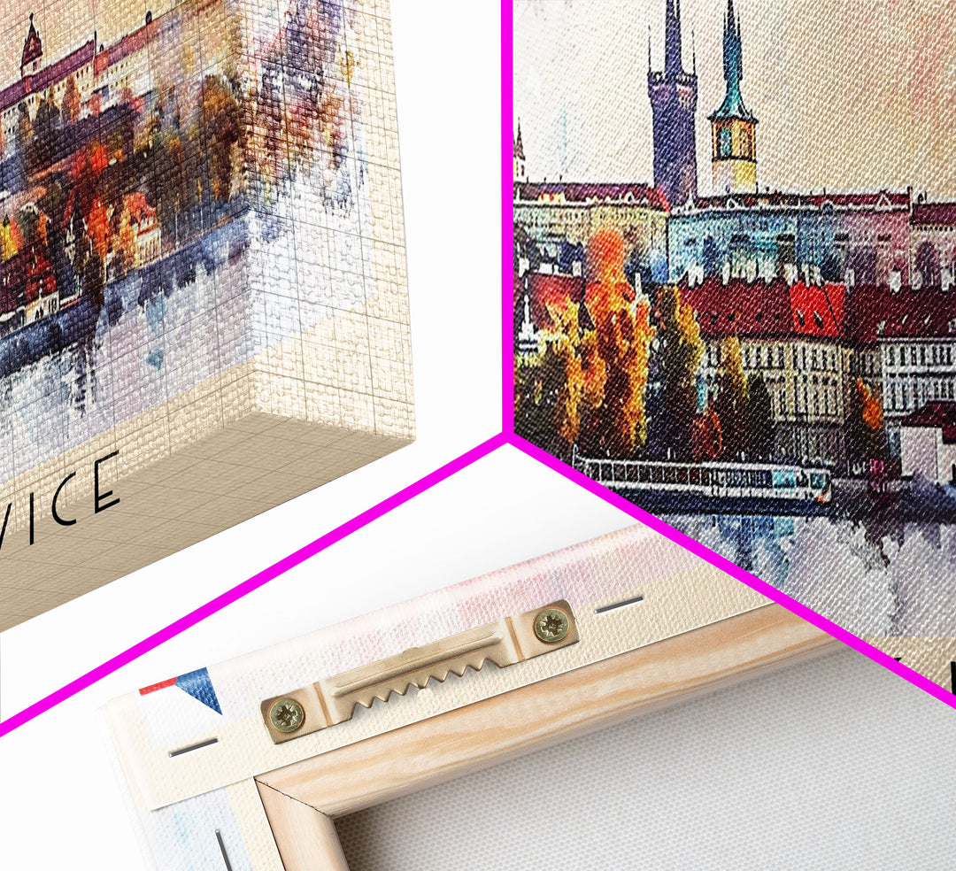 Ceske Budejovice Czech Wall Art, Panoramic Travel Poster, Panoramic Framed Canvas Print, City Wall Art, Wall Hanging Home Decor, Travel Art