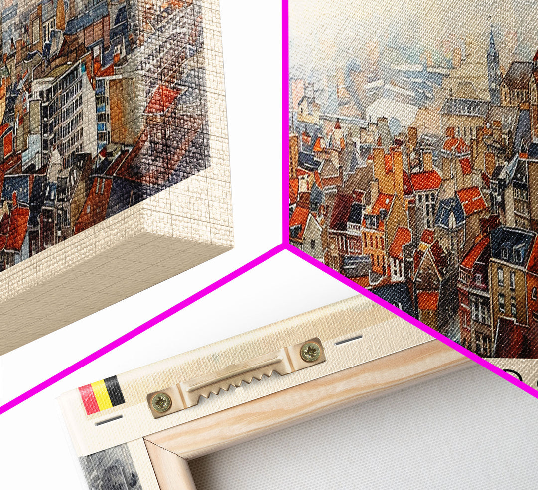 Charleroi Belgium Travel Print Wall Art, Panoramic City Art, Travel Art, Wall Decor, Vacation Gift, Framed Canvas Print Or Metal Art