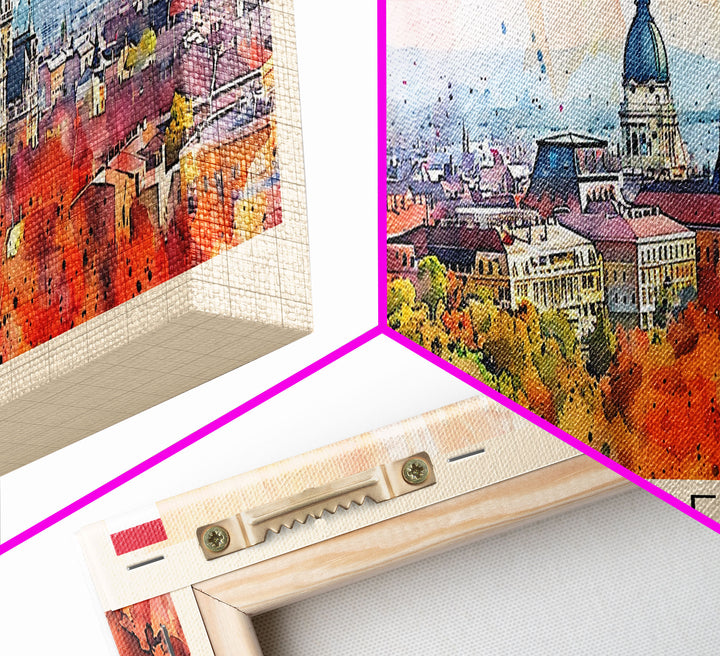 Debrecen Hungary Panoramic Travel Poster, Framed Canvas Print or Metal Wall Art, Travel Art, Home Decor, Panoramic Painting, Midcentury Art