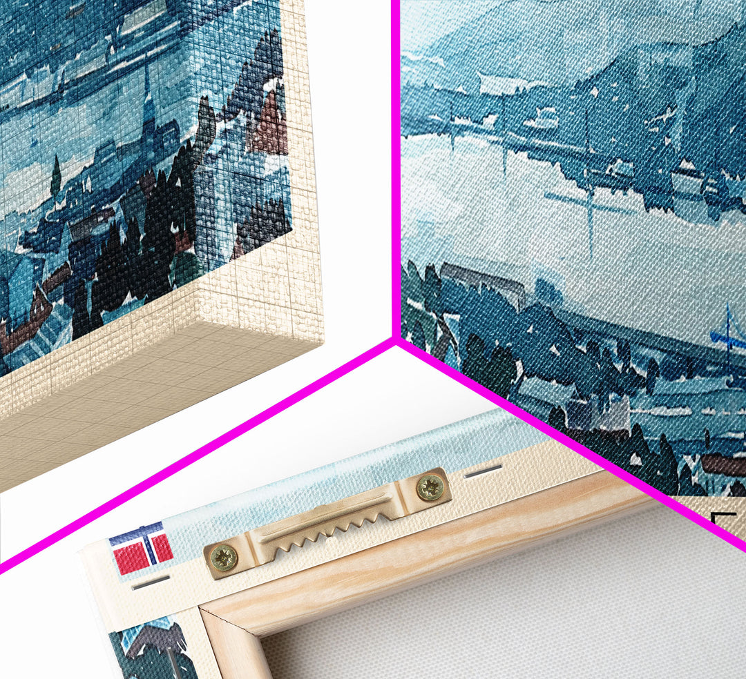 Drammen Norway Travel Print Wall Art, Panoramic City Art, Travel Art, Wall Decor, Vacation Gift, Framed Canvas Print Or Metal Art