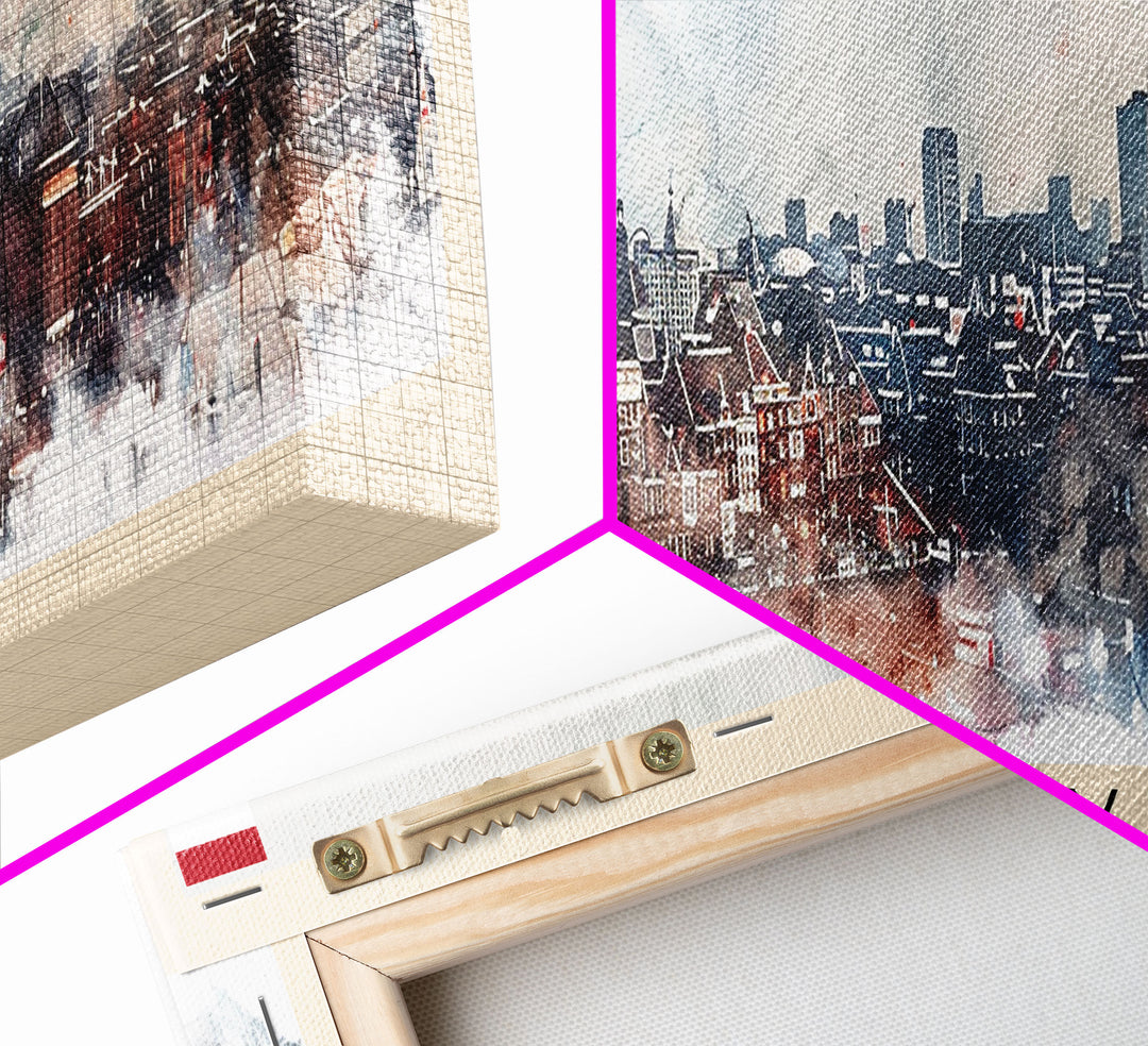 Eindhoven Netherlands Panoramic Travel Poster, Framed Canvas Print or Metal Wall Art, Travel Art, Home Decor, Panoramic Painting, Midcentury Art