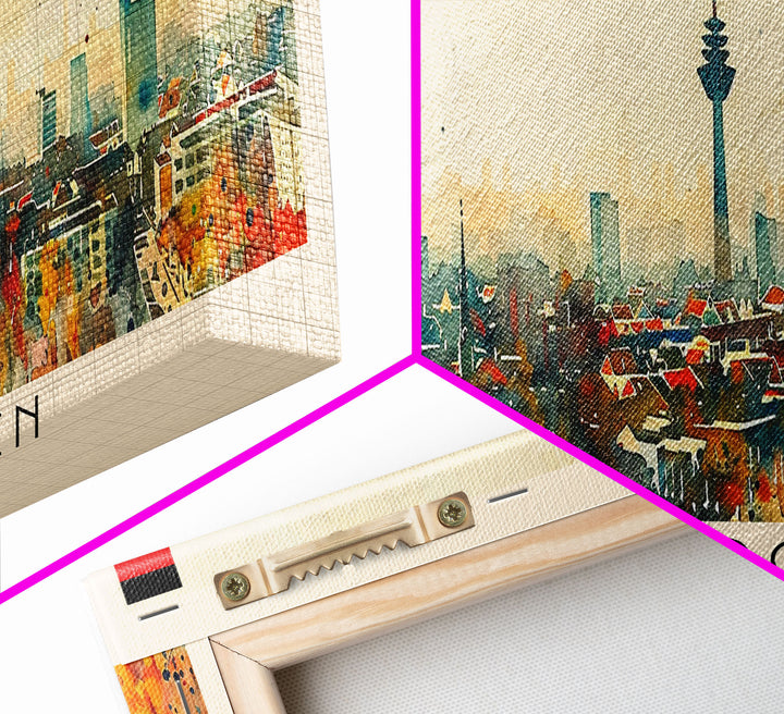 Gelsenkirchen Germany Panoramic Travel Poster, Framed Canvas Print or Metal Wall Art, Travel Art, Home Decor, Panoramic Painting, Midcentury Art