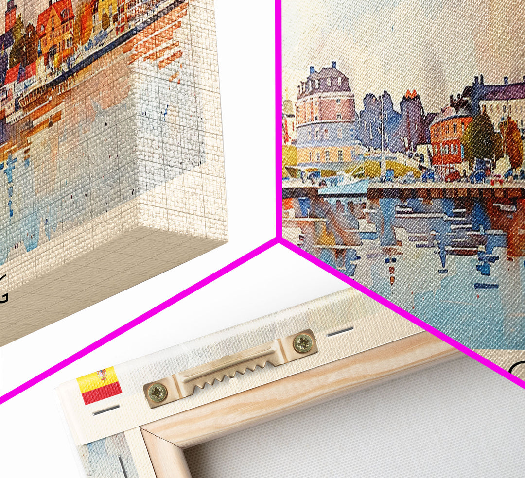 Helsingborg Sweden Travel Print Wall Art, Panoramic City Art, Travel Art, Wall Decor, Vacation Gift, Framed Canvas Print Or Metal Art