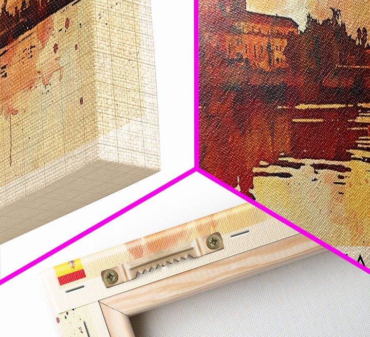 Huelva Spain Panoramic Travel Poster, Framed Canvas Print or Metal Wall Art, Travel Art, Home Decor, Panoramic Painting, Midcentury Art