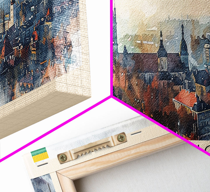 Katowice Poland Wall Art, Panoramic Travel Poster, Panoramic Framed Canvas Print, City Wall Art, Wall Hanging Home Decor, Travel Art