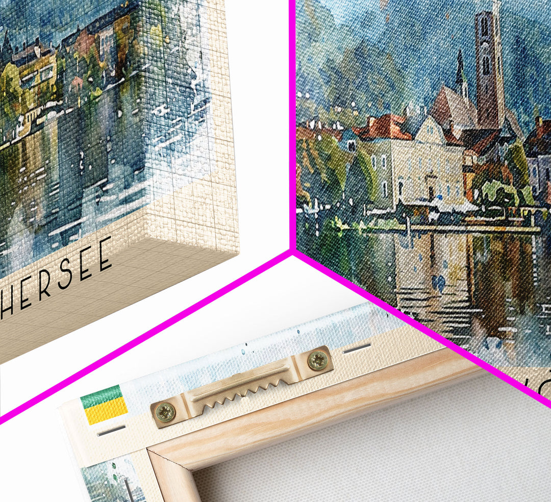 Klagenfurt Austria Panoramic Travel Poster, Framed Canvas Print or Metal Wall Art, Travel Art, Home Decor, Panoramic Painting, Midcentury Art