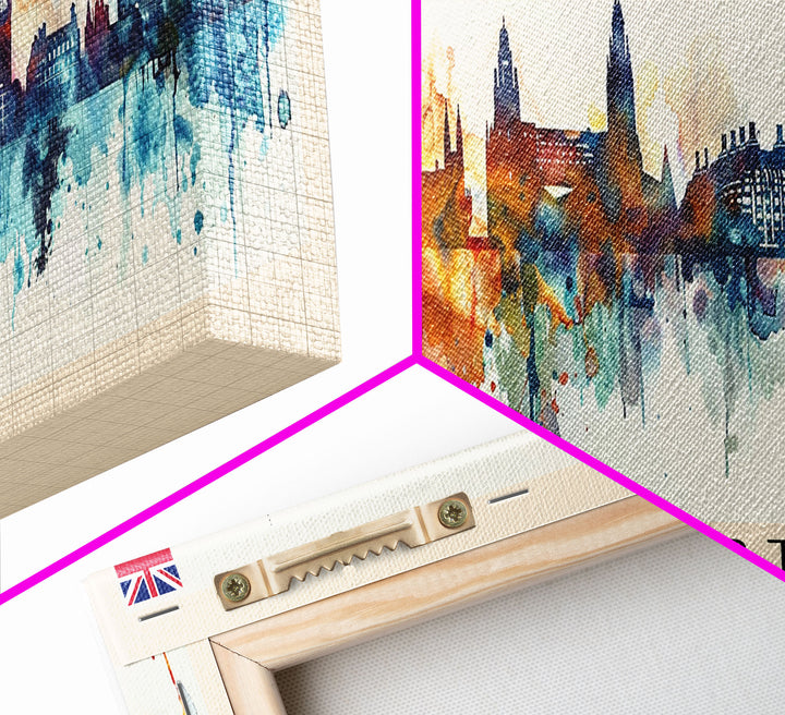 Manchester United Kingdom Panoramic Travel Poster, Framed Canvas Print or Metal Wall Art, Travel Art, Home Decor, Panoramic Painting, Midcentury Art