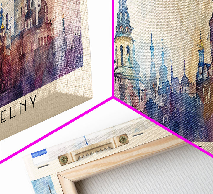 Naberezhnye Russia Travel Art, City Art, Framed Canvas Print or Metal Wall Art, Europe Travel Poster, Panoramic Wall Art, Extra Wide Wall Art