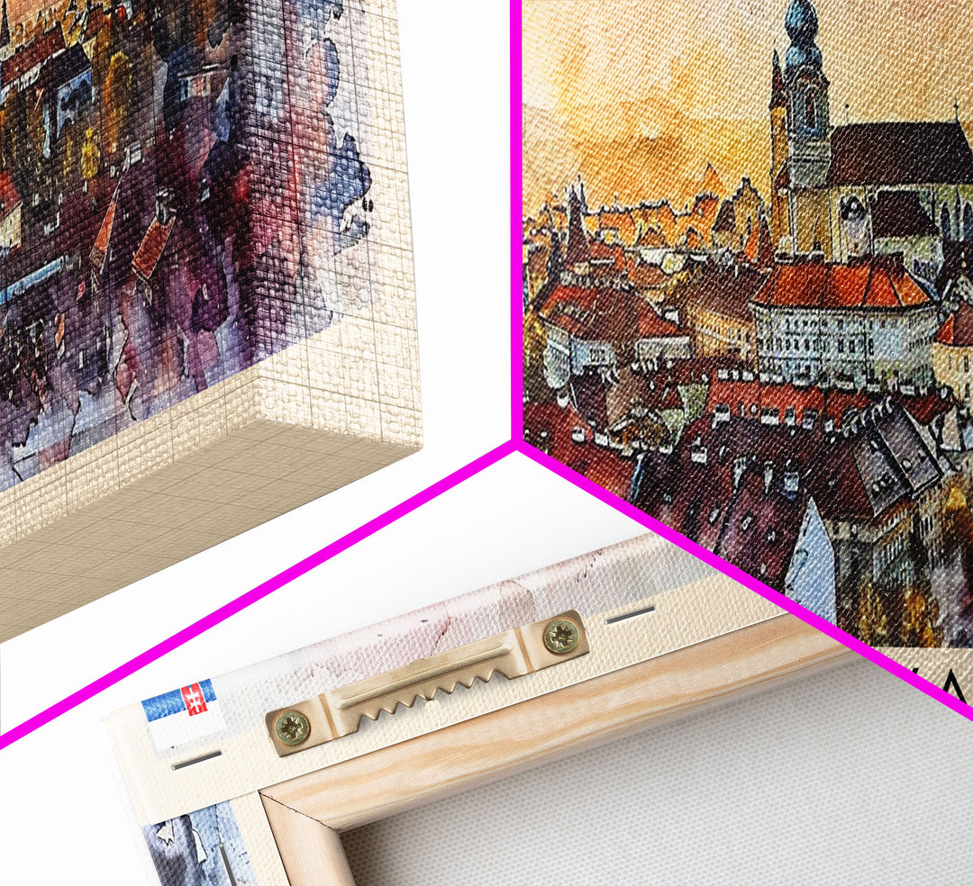 Trnava Slovakia Wall Art, Panoramic Travel Poster, Panoramic Framed Canvas Print, City Wall Art, Wall Hanging Home Decor, Travel Art