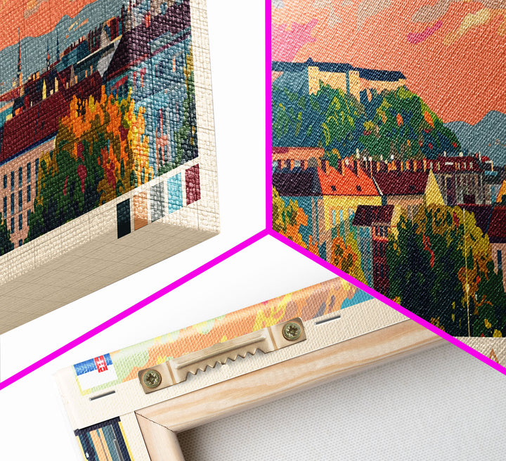 Bratislava Slovakia Wall Art, Panoramic Travel Poster, Panoramic Framed Canvas Print, City Wall Art, Wall Hanging Home Decor, Travel Art