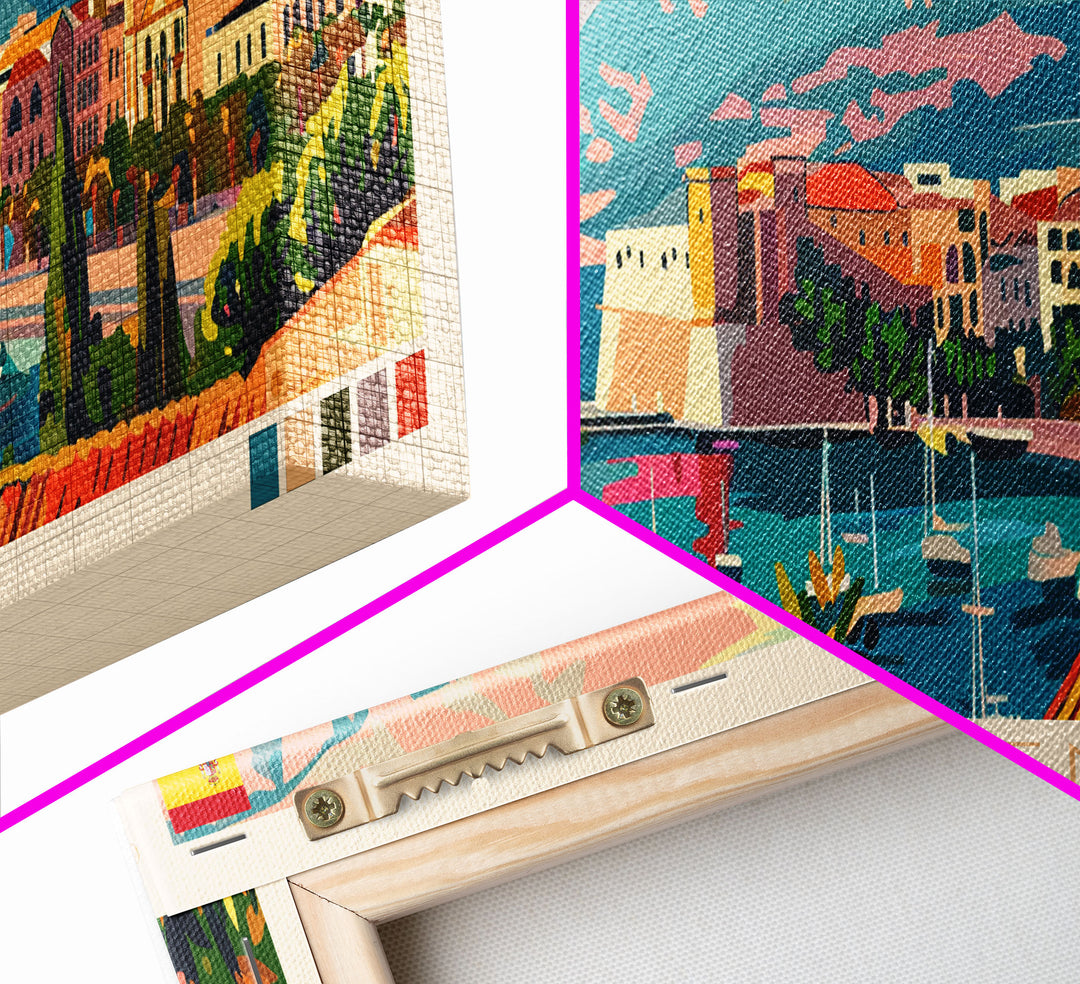 Cartagena Spain Panoramic Travel Poster, Framed Canvas Print or Metal Wall Art, Travel Art, Home Decor, Panoramic Painting, Midcentury Art