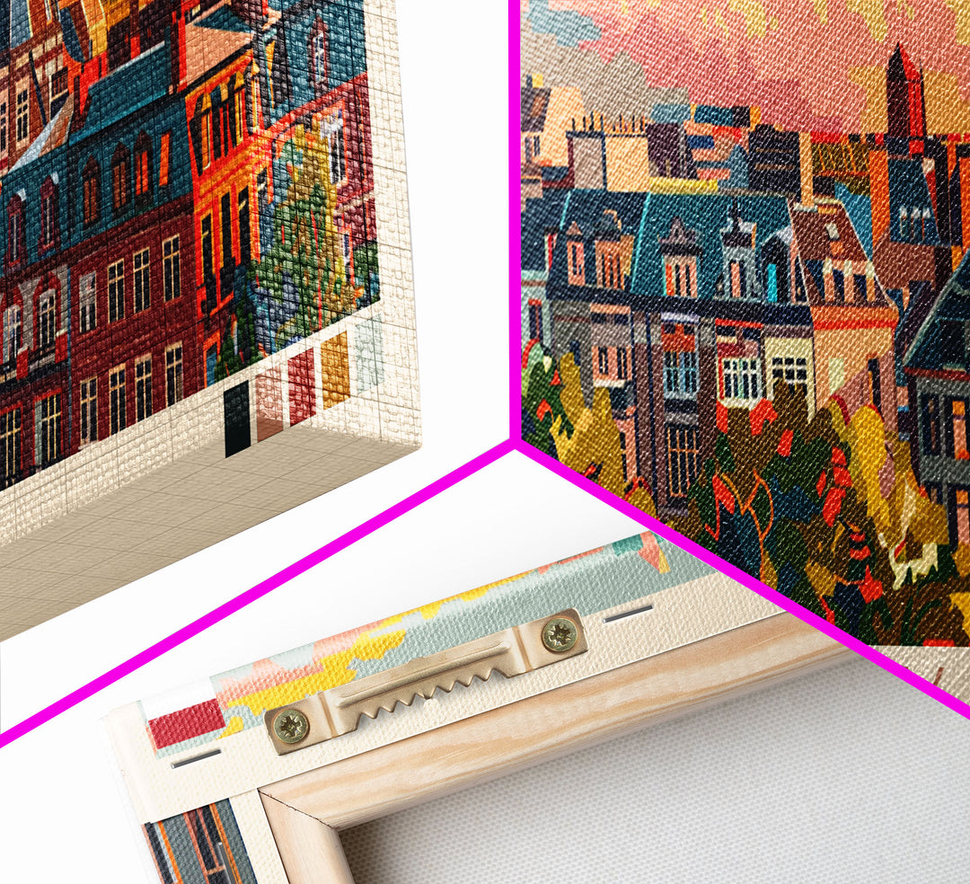 Eindhoven Netherlands Panoramic Travel Poster, Framed Canvas Print or Metal Wall Art, Travel Art, Home Decor, Panoramic Painting, Midcentury Art