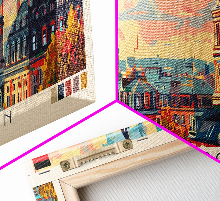 Gelsenkirchen Germany Panoramic Travel Poster, Framed Canvas Print or Metal Wall Art, Travel Art, Home Decor, Panoramic Painting, Midcentury Art