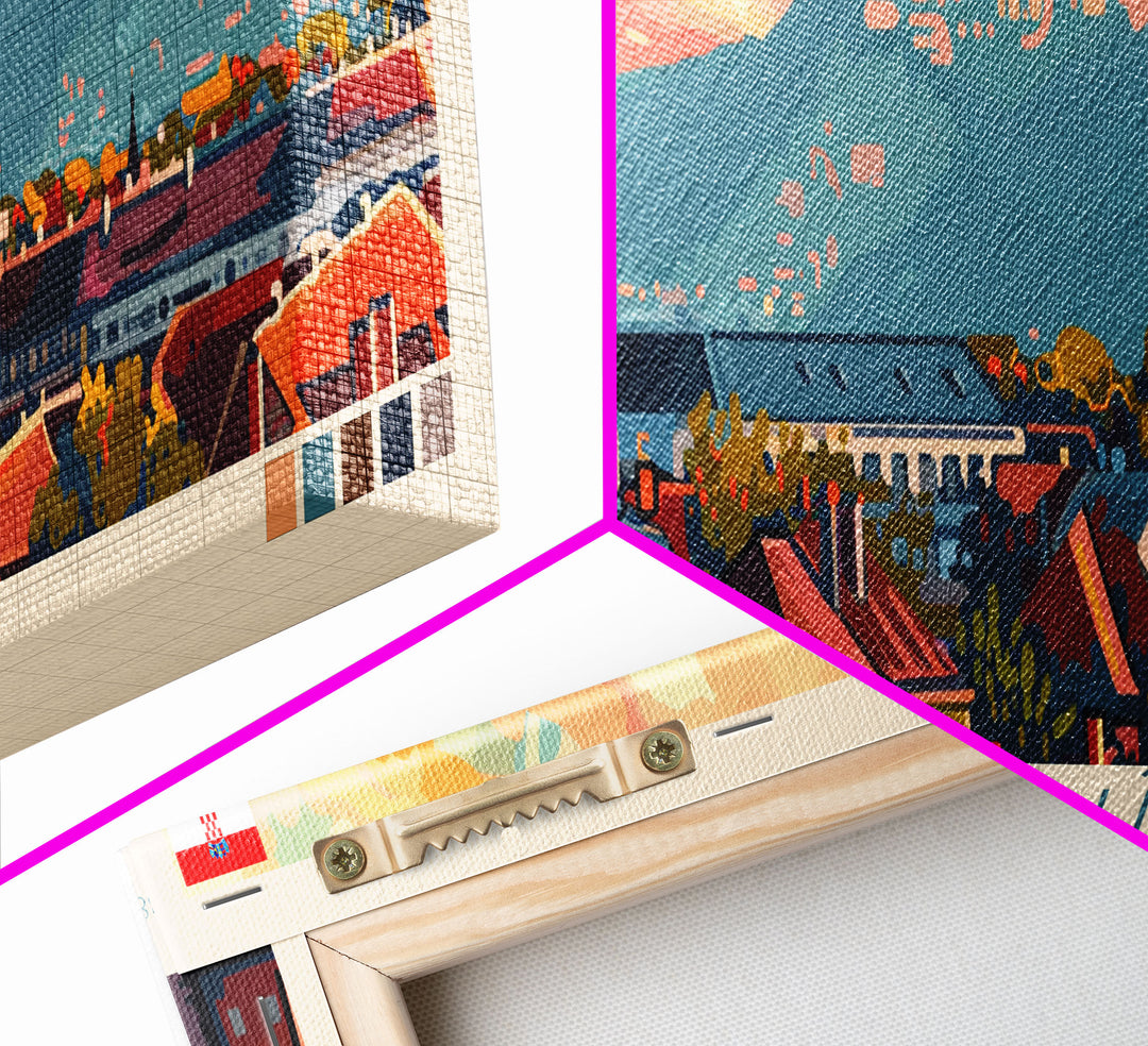 Kaposvar Hungary Travel Print Wall Art, Panoramic City Art, Travel Art, Wall Decor, Vacation Gift, Framed Canvas Print Or Metal Art