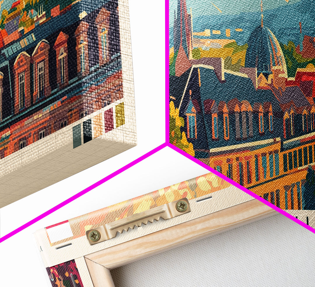 Karlsruhe Germany Panoramic Travel Poster, Framed Canvas Print or Metal Wall Art, Travel Art, Home Decor, Panoramic Painting, Midcentury Art