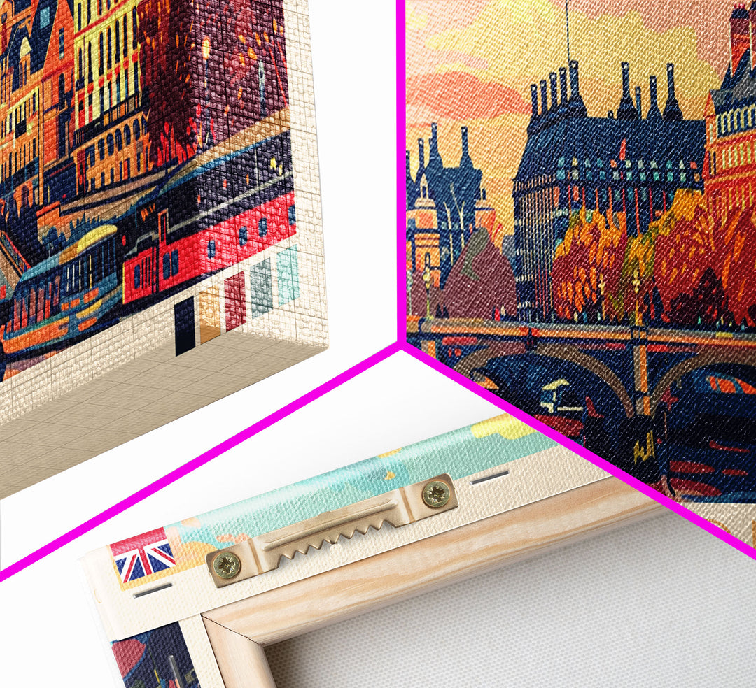 London United Kingdom Panoramic Travel Poster, Framed Canvas Print or Metal Wall Art, Travel Art, Home Decor, Panoramic Painting, Midcentury Art