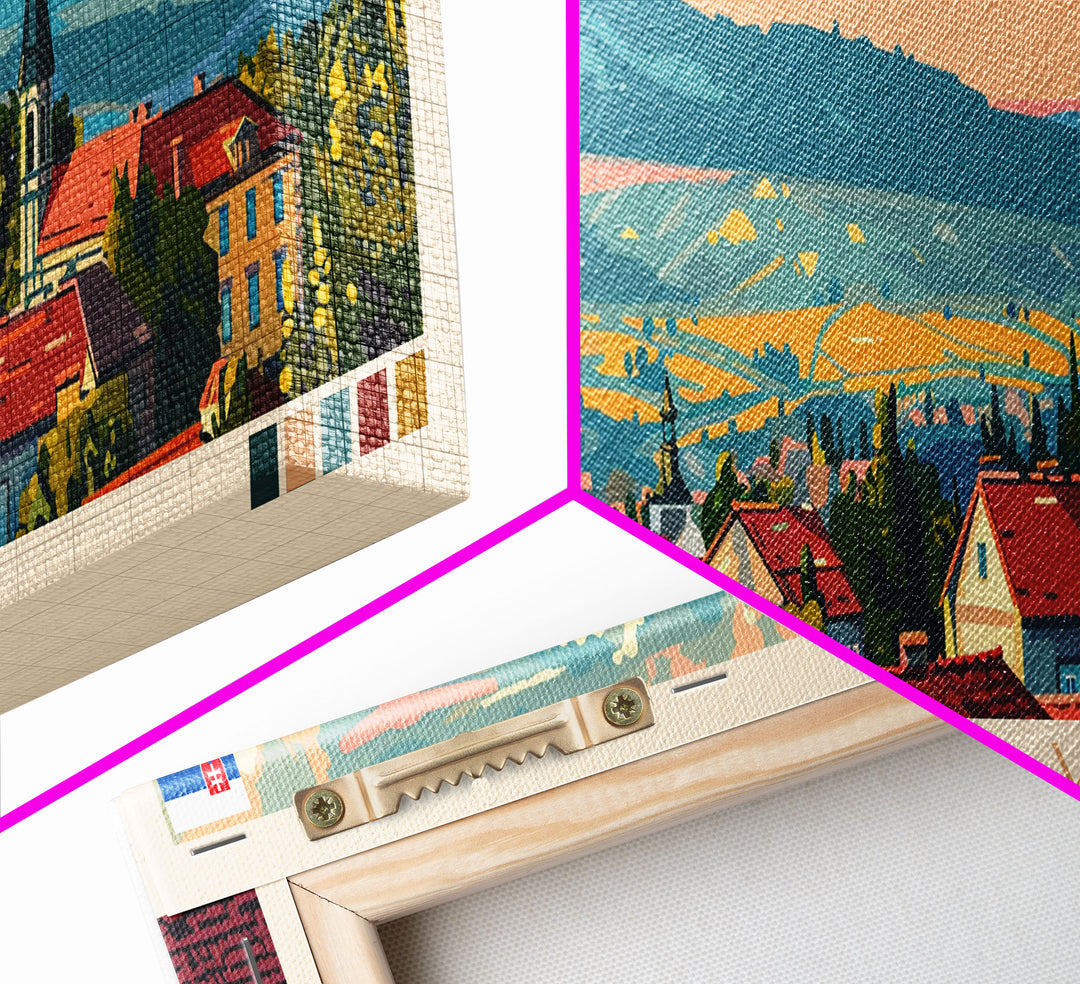 Michalovce Slovakia Travel Art, City Art, Framed Canvas Print or Metal Wall Art, Europe Travel Poster, Panoramic Wall Art, Extra Wide Wall Art