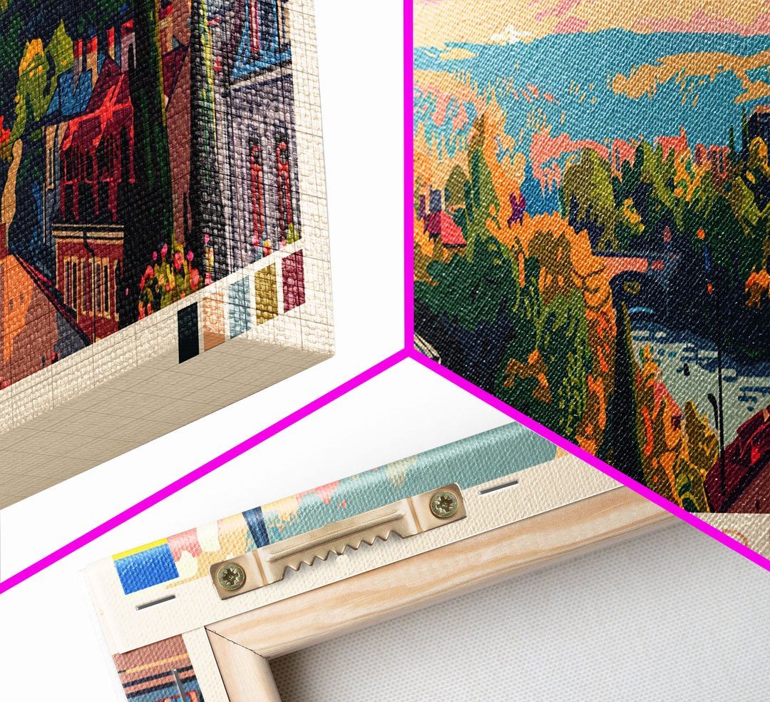 Ternopil Ukraine Panoramic Travel Poster, Framed Canvas Print or Metal Wall Art, Travel Art, Home Decor, Panoramic Painting, Midcentury Art