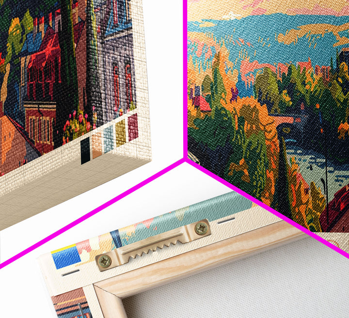 Ternopil Ukraine Panoramic Travel Poster, Framed Canvas Print or Metal Wall Art, Travel Art, Home Decor, Panoramic Painting, Midcentury Art