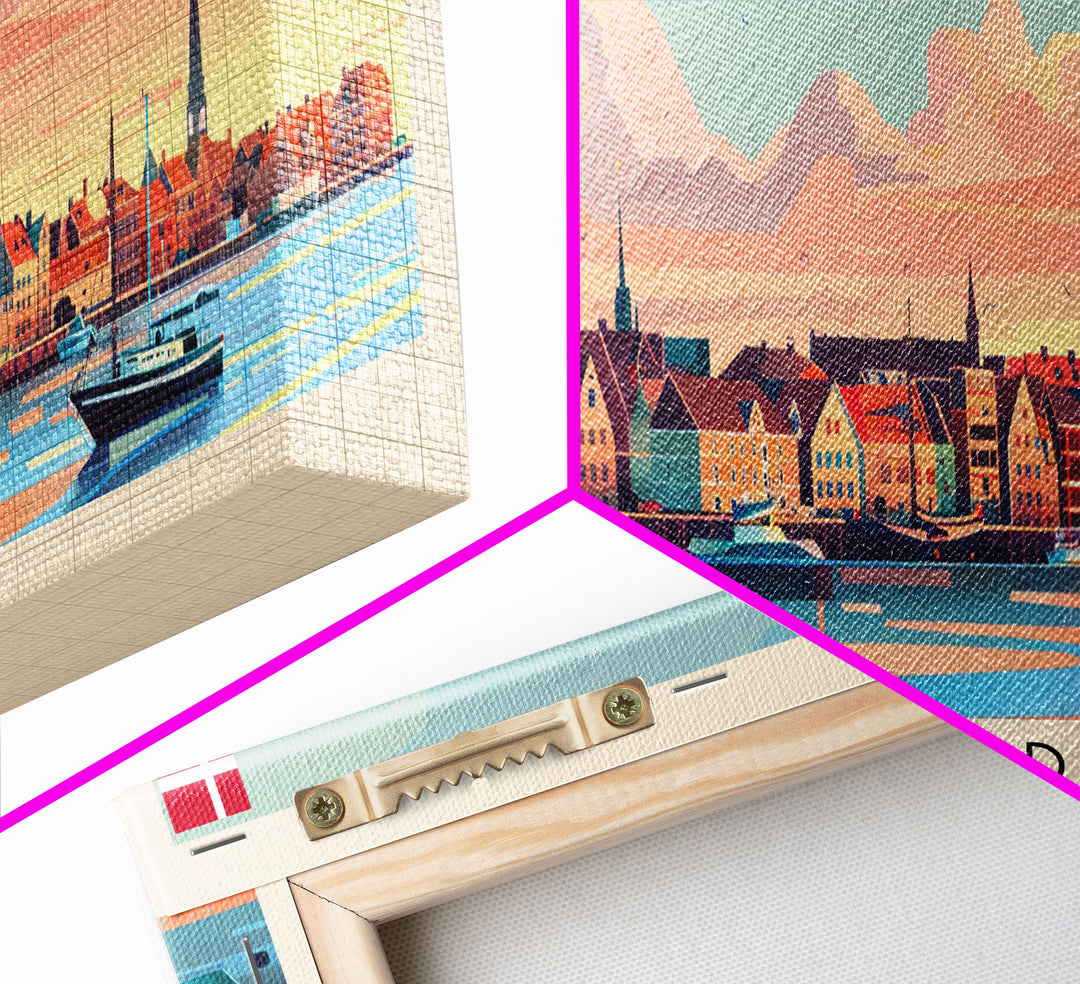 Aalborg Denmark Wall Art, Panoramic Travel Poster, Panoramic Framed Canvas Print, City Wall Art, Wall Hanging Home Decor, Travel Art