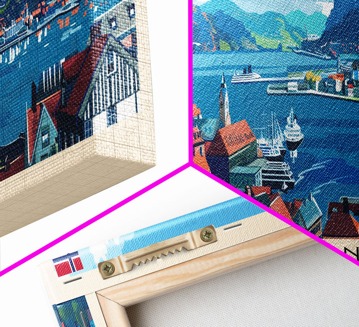 Bergen Norway Wall Art, Panoramic Travel Poster, Panoramic Framed Canvas Print, City Wall Art, Wall Hanging Home Decor, Travel Art