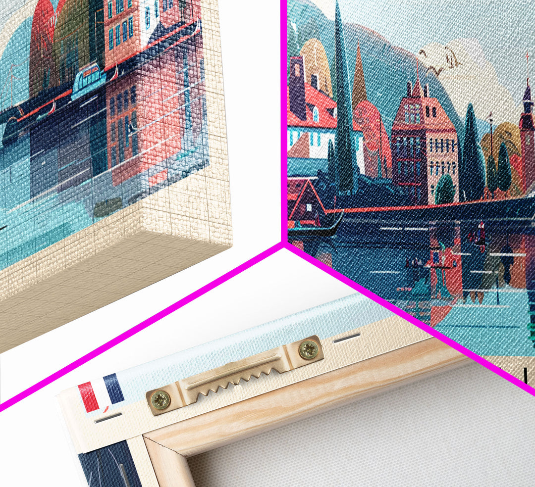 Bordeaux France Panoramic Travel Poster, Framed Canvas Print or Metal Wall Art, Travel Art, Home Decor, Panoramic Painting, Midcentury Art