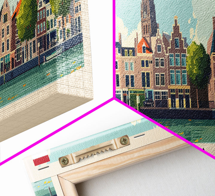 Breda Netherlands Panoramic Travel Poster, Framed Canvas Print or Metal Wall Art, Travel Art, Home Decor, Panoramic Painting, Midcentury Art