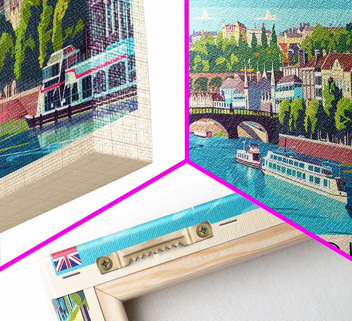 Bristol United Kingdom Panoramic Travel Poster, Framed Canvas Print or Metal Wall Art, Travel Art, Home Decor, Panoramic Painting, Midcentury Art