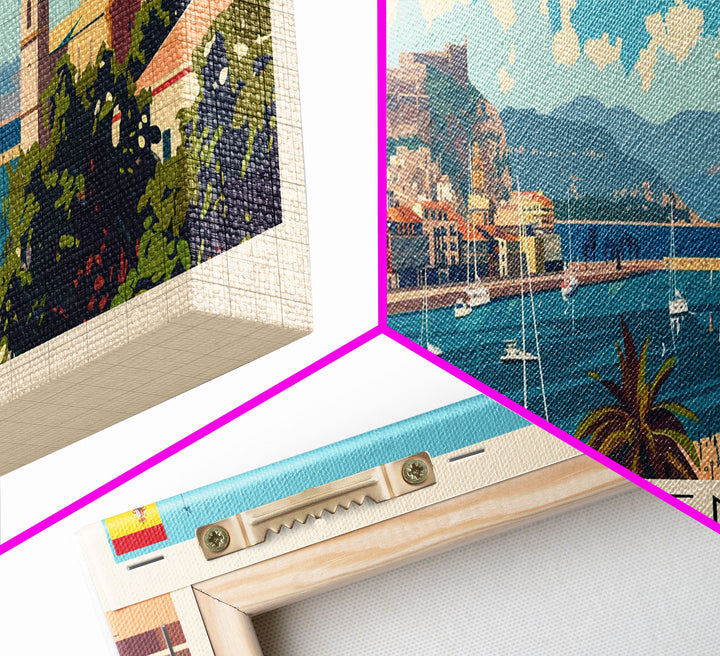 Cartagena Spain Panoramic Travel Poster, Framed Canvas Print or Metal Wall Art, Travel Art, Home Decor, Panoramic Painting, Midcentury Art