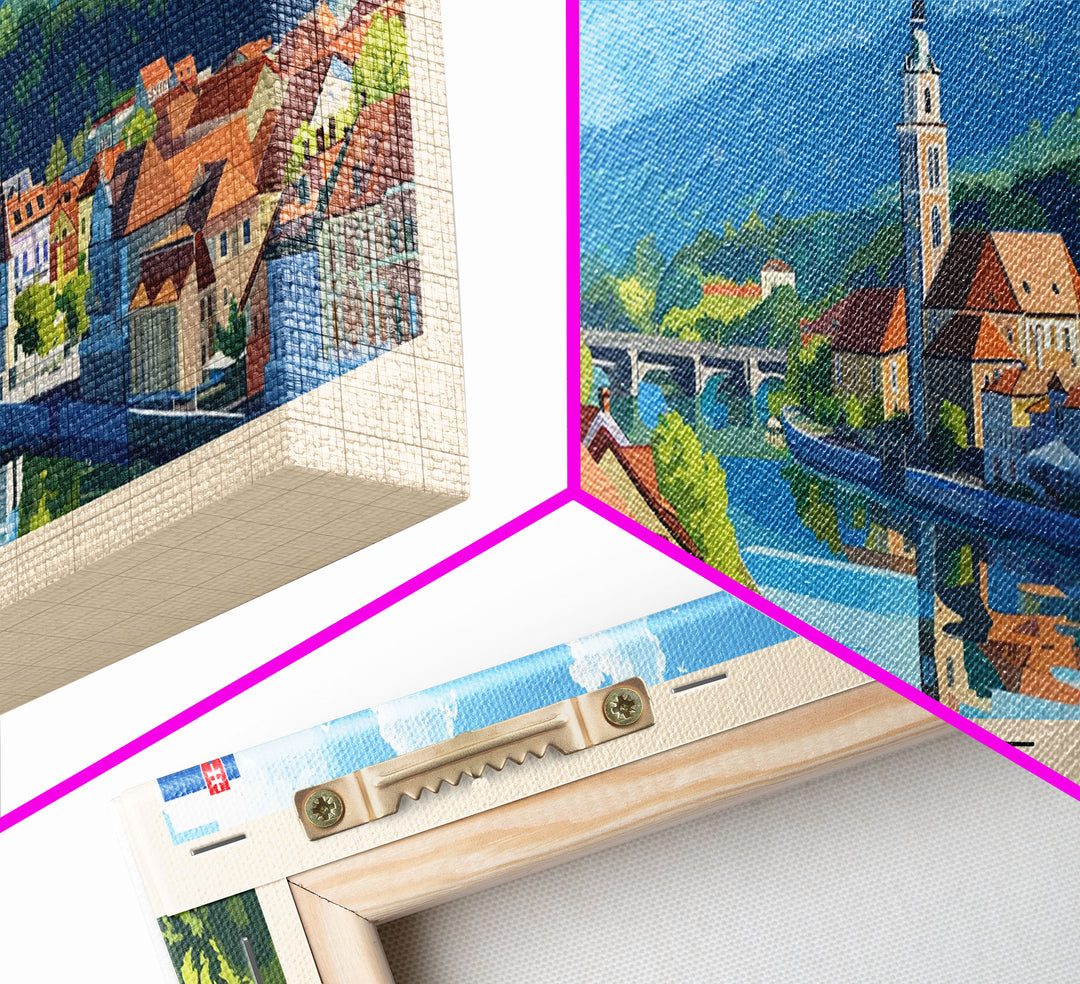 Celje Slovenia Panoramic Travel Poster, Framed Canvas Print or Metal Wall Art, Travel Art, Home Decor, Panoramic Painting, Midcentury Art