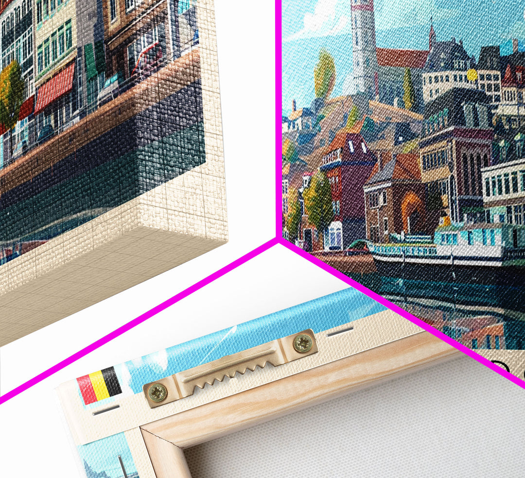 Charleroi Belgium Travel Print Wall Art, Panoramic City Art, Travel Art, Wall Decor, Vacation Gift, Framed Canvas Print Or Metal Art