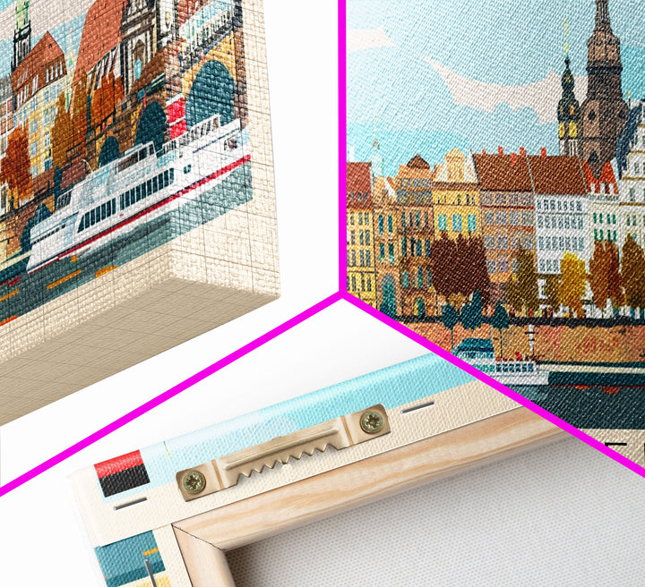 Dresde Germany Travel Art, City Art, Framed Canvas Print or Metal Wall Art, Europe Travel Poster, Panoramic Wall Art, Extra Wide Wall Art
