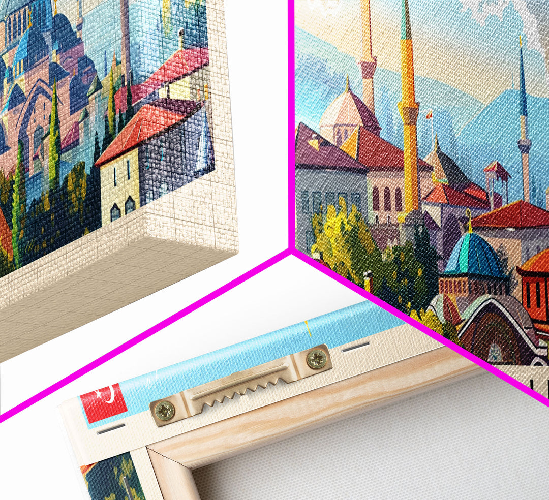 Eskisehir Turkey Panoramic Travel Poster, Framed Canvas Print or Metal Wall Art, Travel Art, Home Decor, Panoramic Painting, Midcentury Art