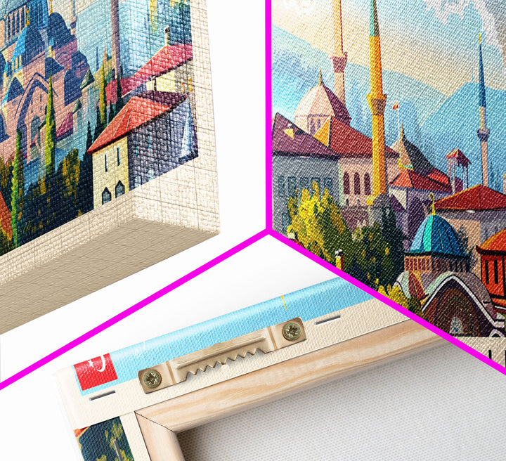 Eskisehir Turkey Panoramic Travel Poster, Framed Canvas Print or Metal Wall Art, Travel Art, Home Decor, Panoramic Painting, Midcentury Art
