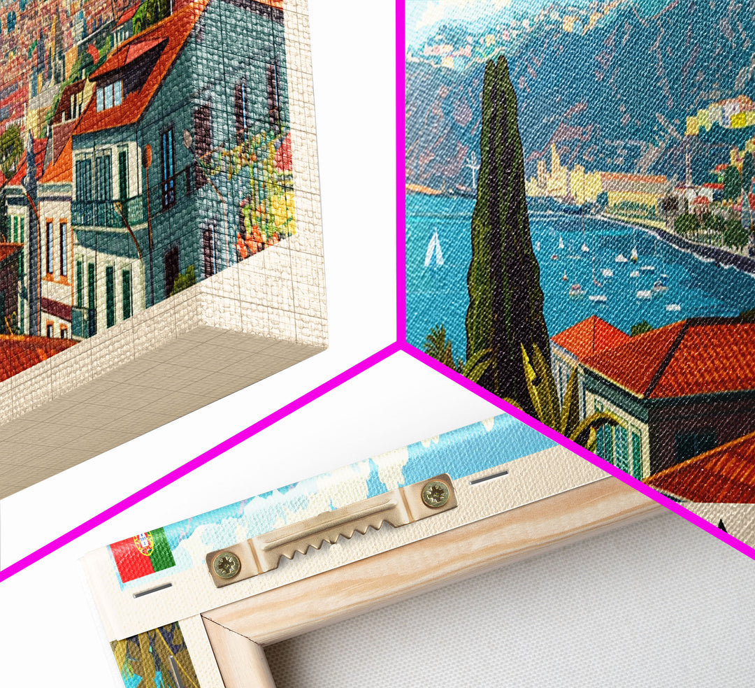 Funchal Portugal Travel Print Wall Art, Panoramic City Art, Travel Art, Wall Decor, Vacation Gift, Framed Canvas Print Or Metal Art