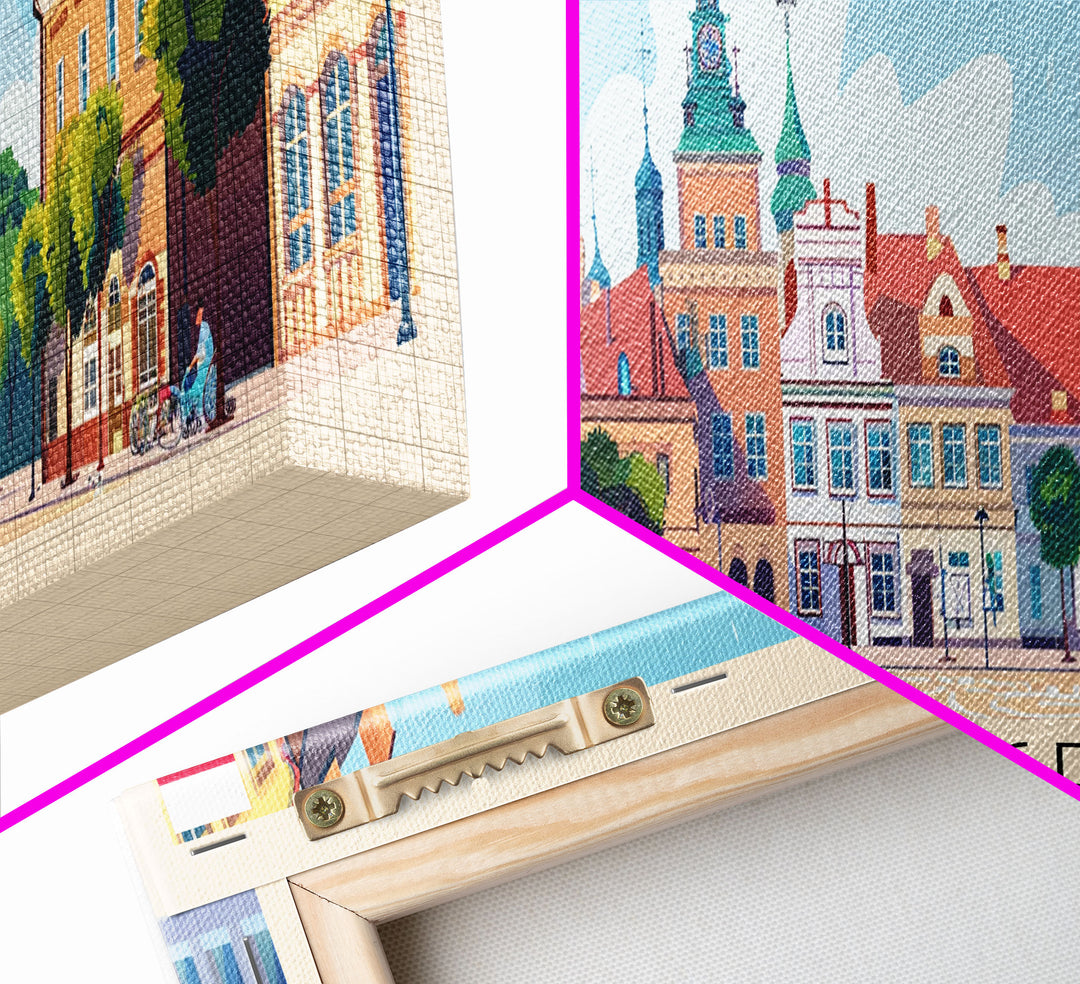 Gliwice Poland Panoramic Travel Poster, Framed Canvas Print or Metal Wall Art, Travel Art, Home Decor, Panoramic Painting, Midcentury Art