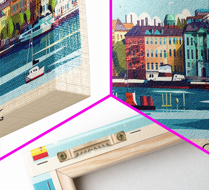 Helsingborg Sweden Travel Print Wall Art, Panoramic City Art, Travel Art, Wall Decor, Vacation Gift, Framed Canvas Print Or Metal Art