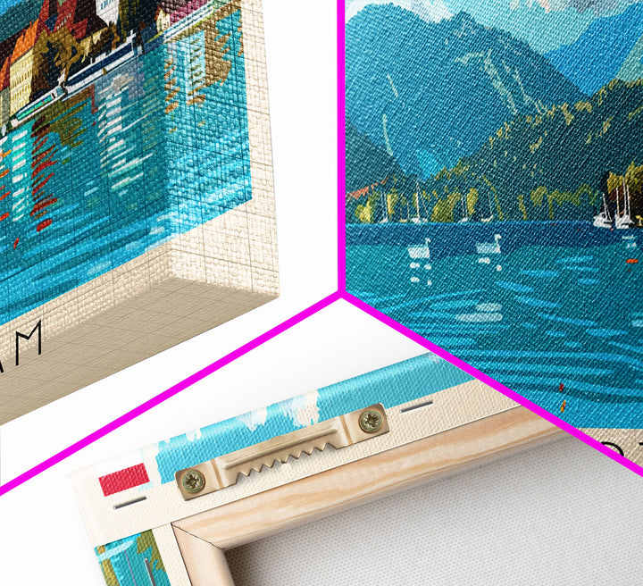 Klagenfurt Austria Panoramic Travel Poster, Framed Canvas Print or Metal Wall Art, Travel Art, Home Decor, Panoramic Painting, Midcentury Art