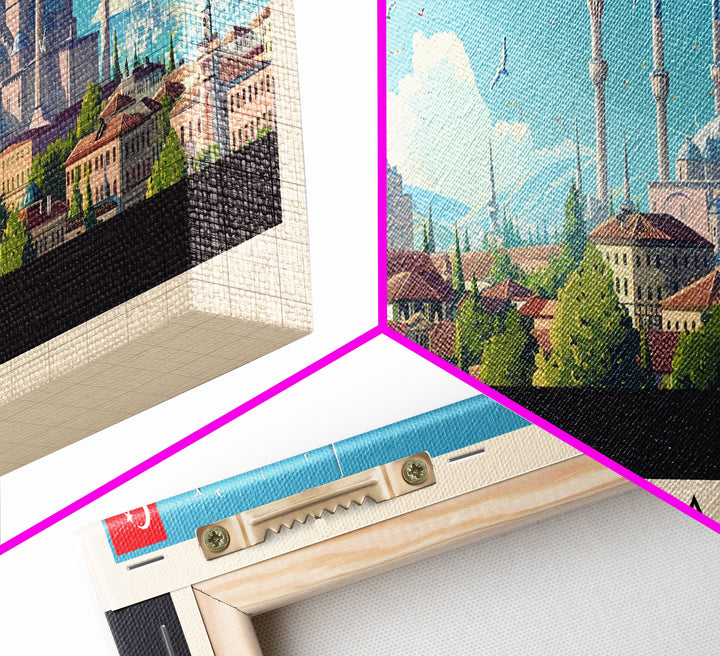 Konya Turkey Panoramic Travel Poster, Framed Canvas Print or Metal Wall Art, Travel Art, Home Decor, Panoramic Painting, Midcentury Art