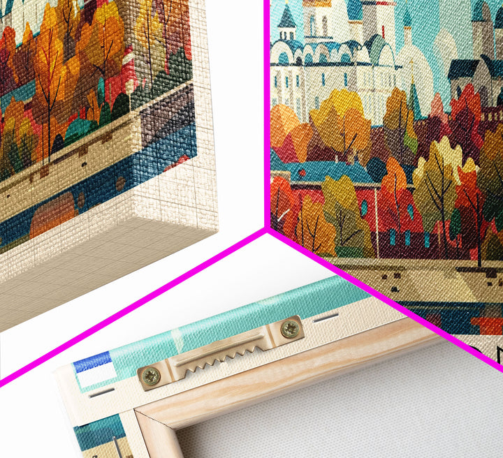 Kostroma Russia Panoramic Travel Poster, Framed Canvas Print or Metal Wall Art, Travel Art, Home Decor, Panoramic Painting, Midcentury Art