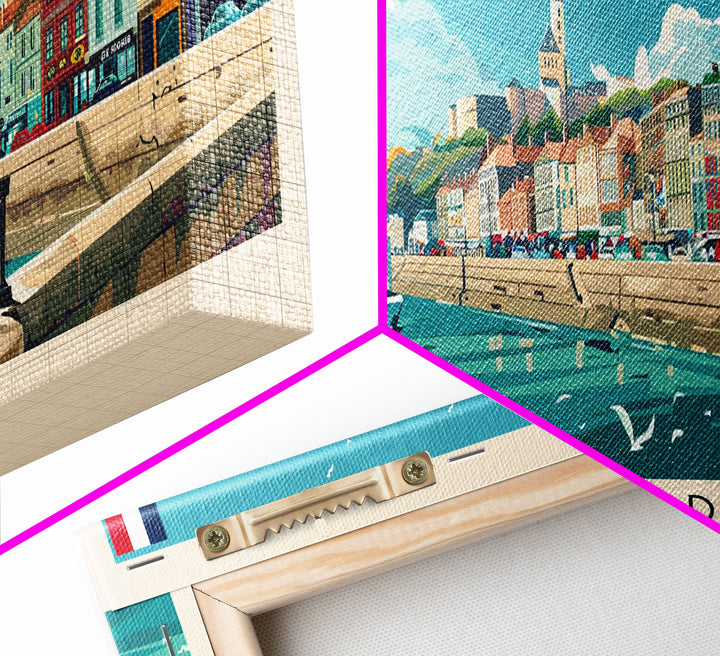 Le Havre France Panoramic Travel Poster, Framed Canvas Print or Metal Wall Art, Travel Art, Home Decor, Panoramic Painting, Midcentury Art