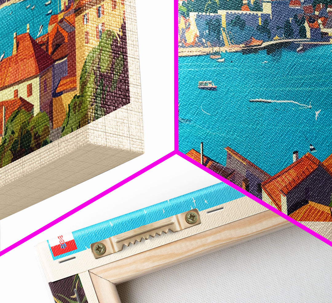 Pula Croatia Panoramic Travel Poster, Framed Canvas Print or Metal Wall Art, Travel Art, Home Decor, Panoramic Painting, Midcentury Art