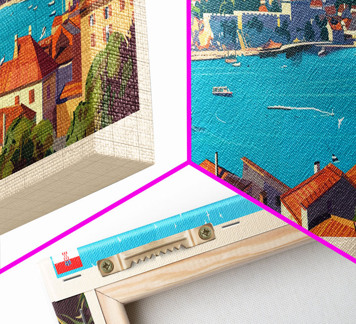 Pula Croatia Panoramic Travel Poster, Framed Canvas Print or Metal Wall Art, Travel Art, Home Decor, Panoramic Painting, Midcentury Art