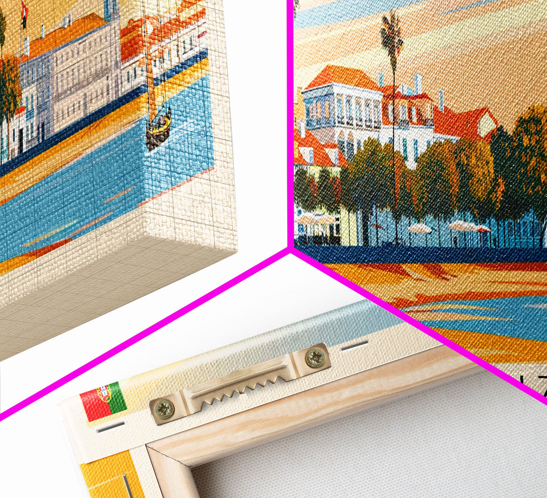 Queluz Portugal Wall Art, Panoramic Travel Poster, Panoramic Framed Canvas Print, City Wall Art, Wall Hanging Home Decor, Travel Art